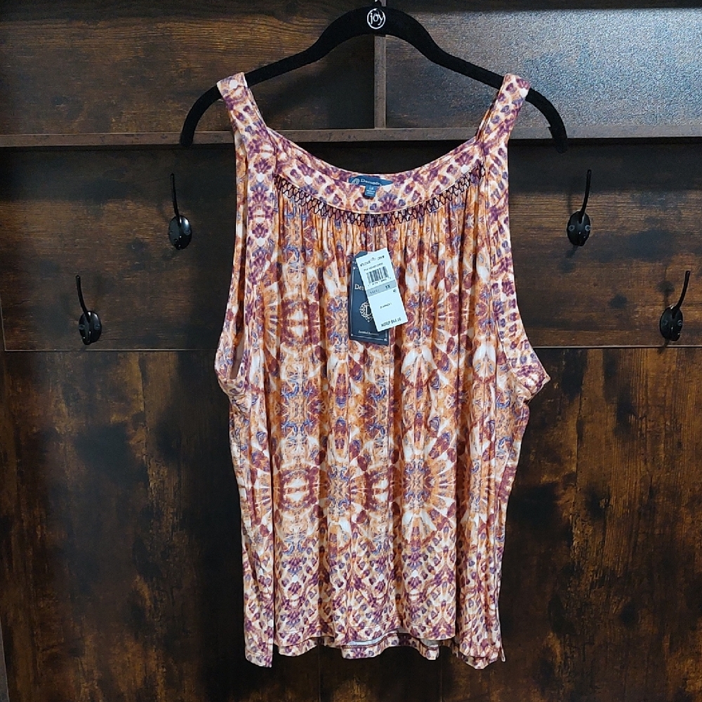 Democracy Orange and Purple Tie-Dye Blouse